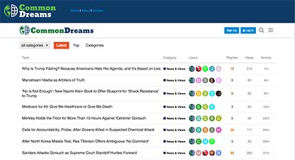 Common Dreams Discourse Forum Homepage