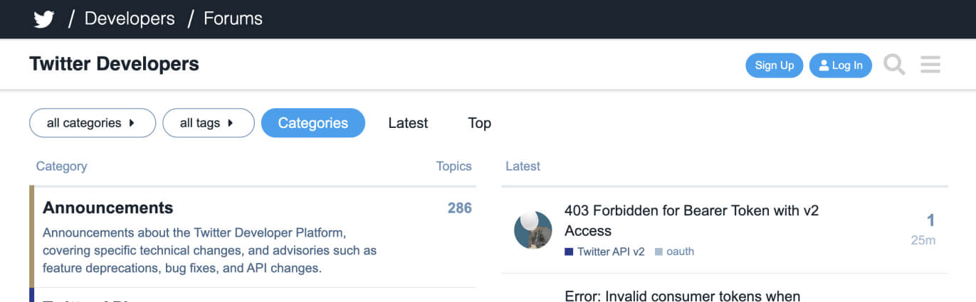 Twitter Developer forum