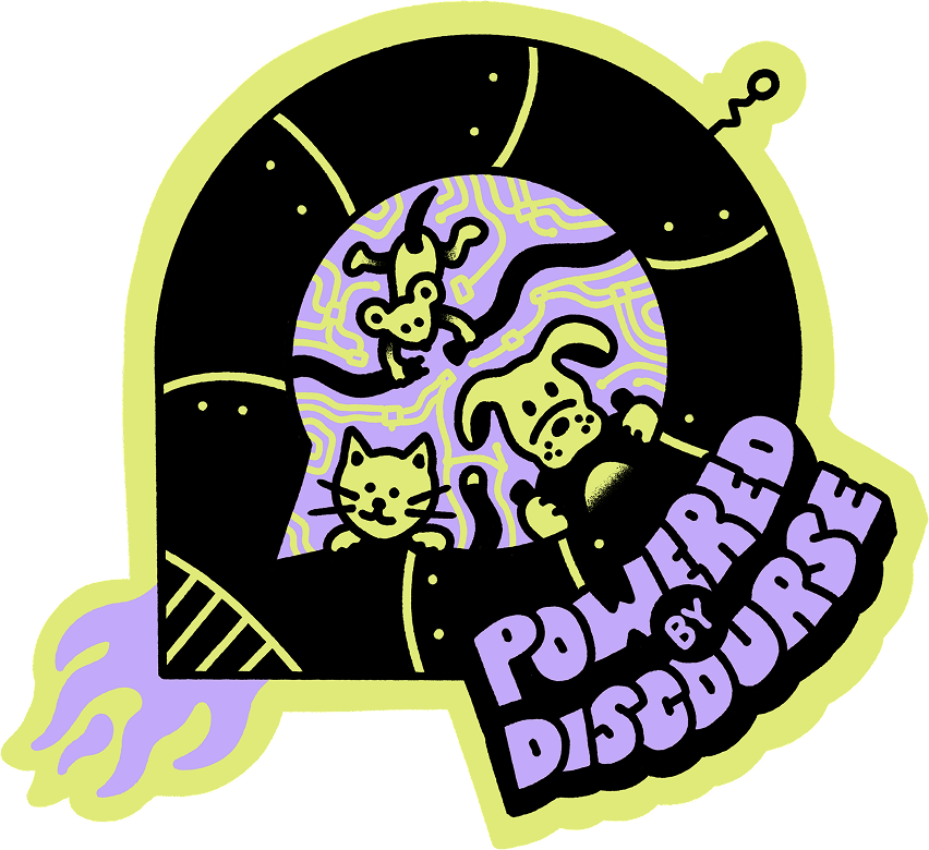 Powered by Discourse ship illustration