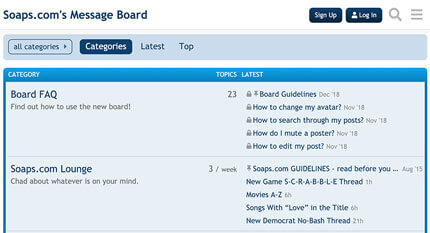Soaps.com Discourse forum homepage
