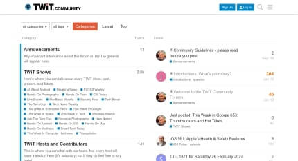 TWiT Discourse forum homepage