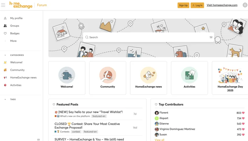 Home Exchange community forum screenshot