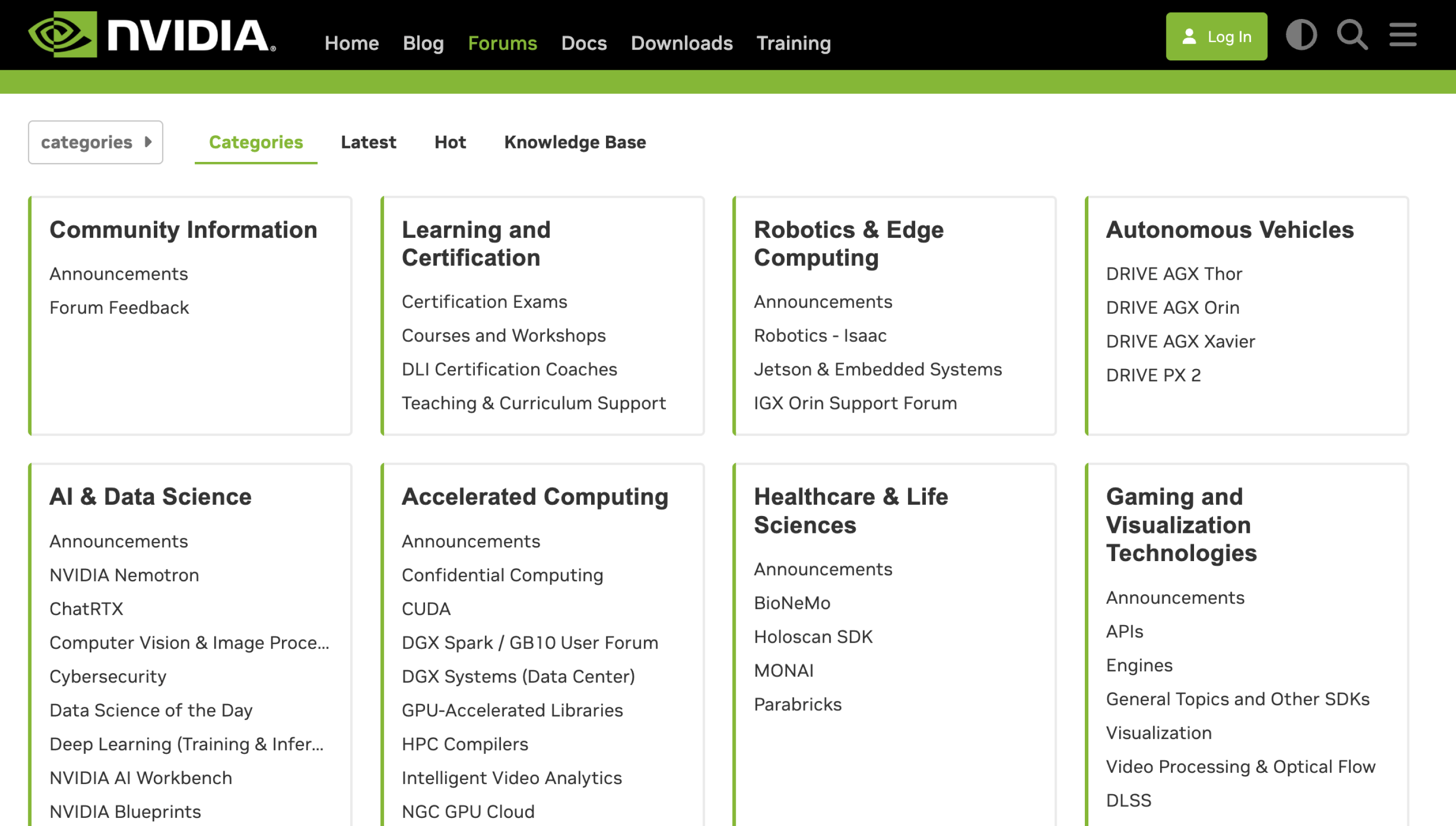 Nvidia community forum screenshot