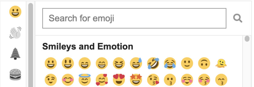 a list of emoji