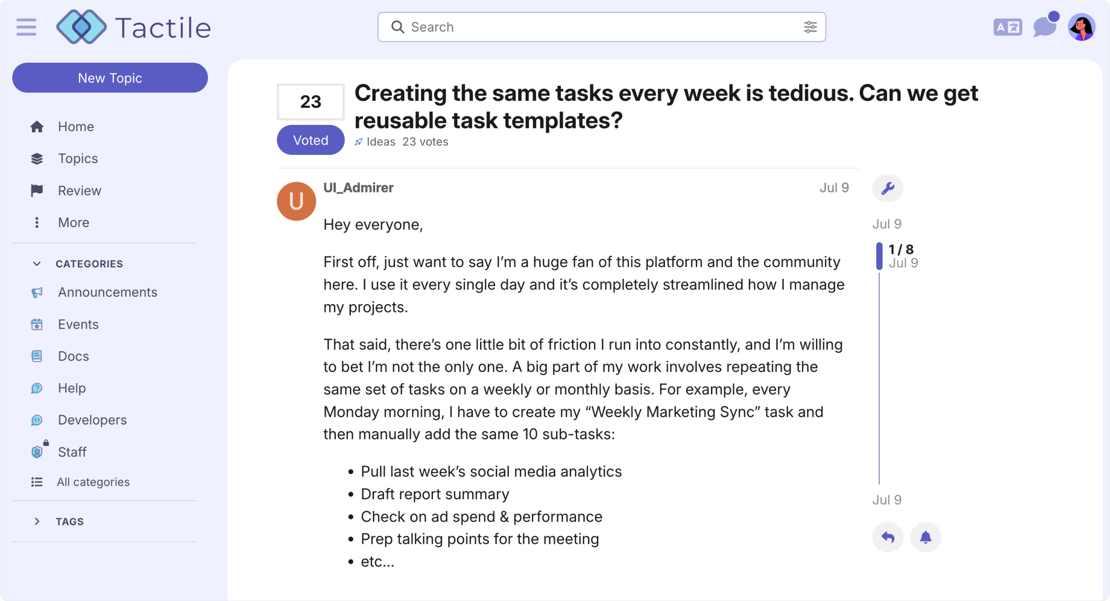 Product feedback preview